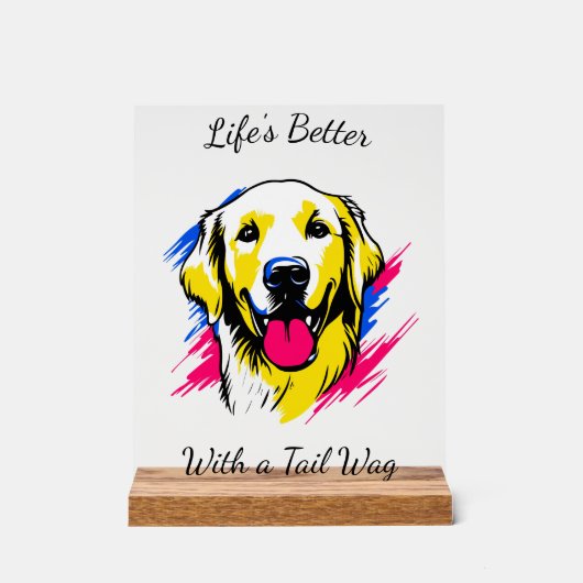  Pop Art Golden Retriever Design Acryl Bord (Voorkant)