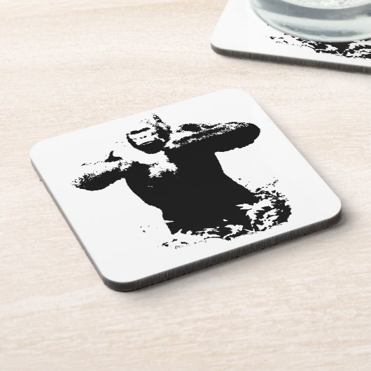 Pop Art Gorilla Beating Borst Hard Plastic Onderze Bier Onderzetter (Linkerzijde)