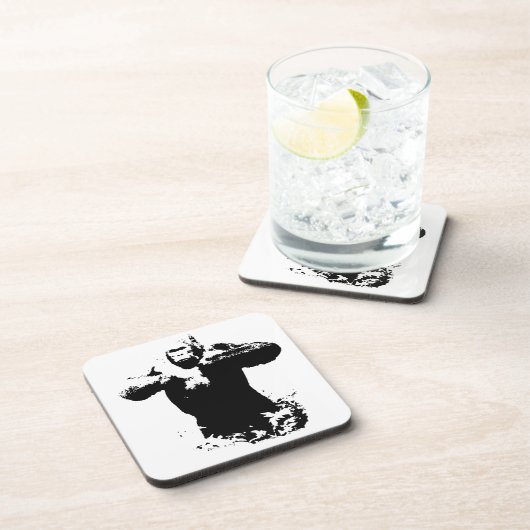 Pop Art Gorilla Beating Borst Hard Plastic Onderze Bier Onderzetter (Rechterzijde)