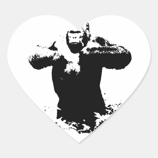 Pop Art Gorilla Beating Borst Hart Sticker (Voorkant)