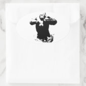 Pop Art Gorilla Beating Borst Ovale Sticker (Tas)