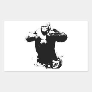 Pop Art Gorilla Beating Borst Rechthoek Sticker