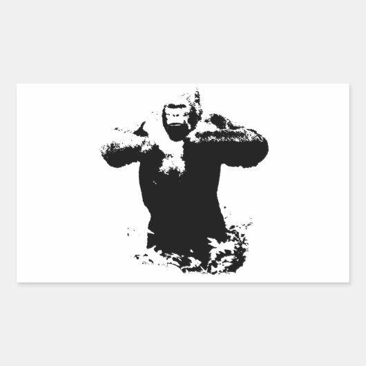 Pop Art Gorilla Beating Borst Rechthoek Sticker (Voorkant)