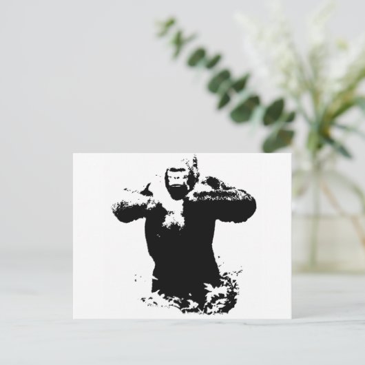 Pop Art Gorilla Beating Chest Briefkaart (Staand voorkant)