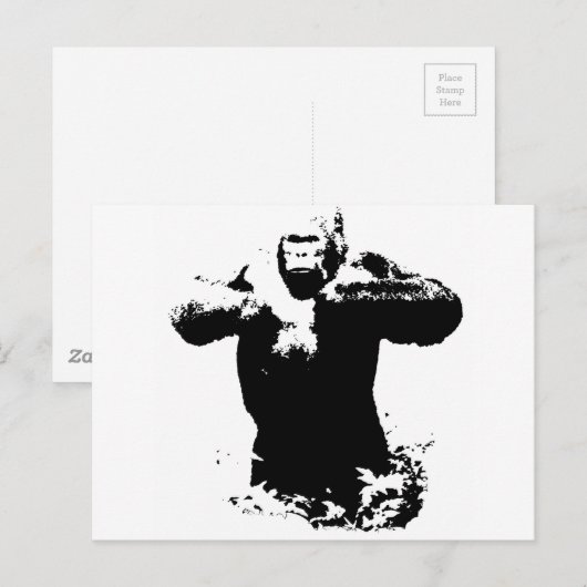 Pop Art Gorilla Beating Chest Briefkaart (Voorkant / Achterkant)