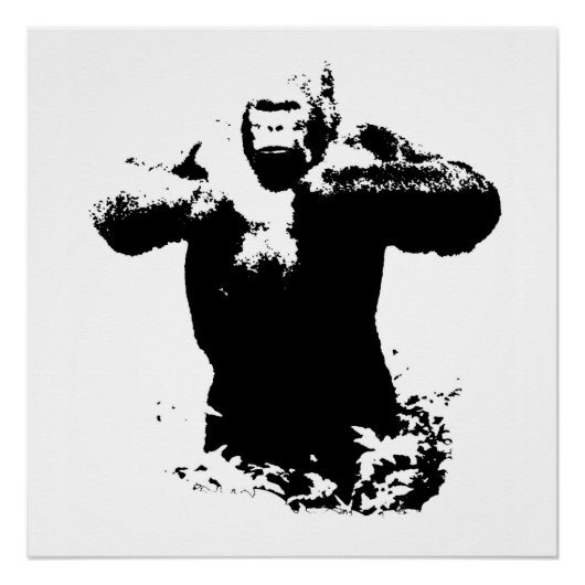 Pop Art Gorilla Beating Chest Perfect Poster (Voorkant)