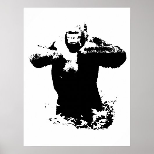 Pop Art Gorilla Beating Chest Poster (Voorkant)
