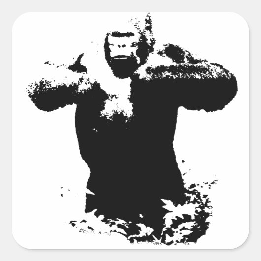 Pop Art Gorilla Beating Chest Square Sticker (Voorkant)