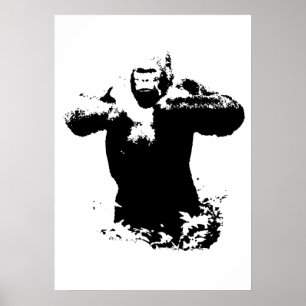 Pop Art Gorilla Behandel de kasten van wilde diere Poster