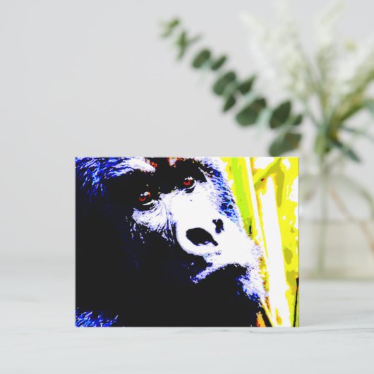 Pop Art Gorilla Briefkaart (Staand voorkant)