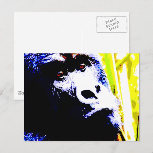 Pop Art Gorilla Briefkaart (Voorkant / Achterkant)