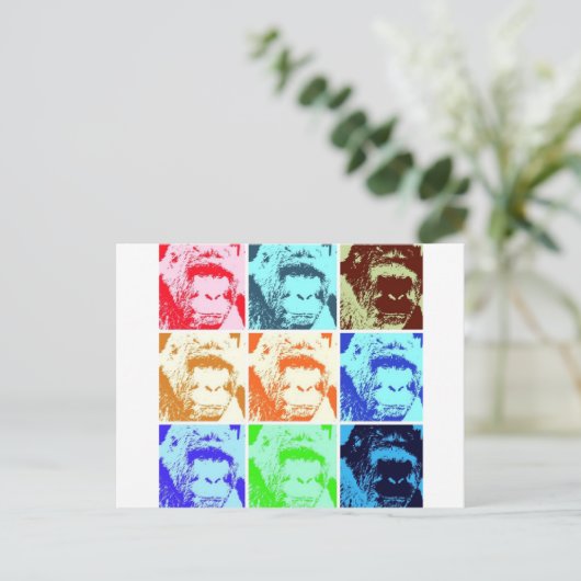 Pop Art Gorilla Briefkaart (Staand voorkant)