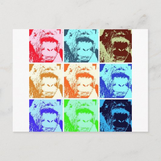Pop Art Gorilla Briefkaart (Voorkant)
