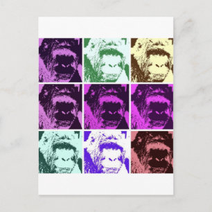 Pop Art Gorilla Faces Briefkaart