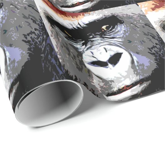 Pop Art Gorilla gezicht kerst inpakpapier (Rol Hoek)