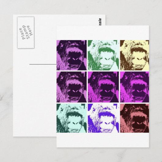 Pop Art Gorilla Gezichten Briefkaart (Voorkant / Achterkant)