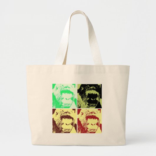 Pop Art Gorilla Gezichten Grote Tote Bag (Voorkant)