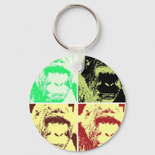 Pop Art Gorilla Gezichten Sleutelhanger (Voorkant)
