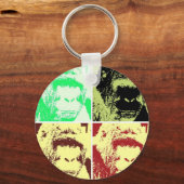 Pop Art Gorilla Gezichten Sleutelhanger (Voorkant)