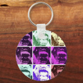 Pop Art Gorilla Gezichten Sleutelhanger (Voorkant)