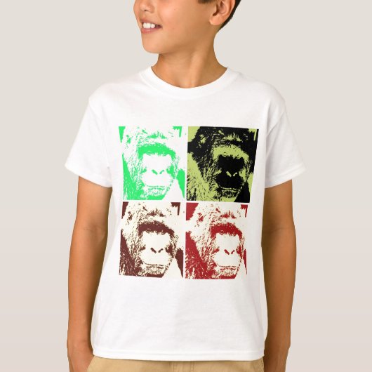 Pop Art Gorilla Gezichten T-shirt (Voorkant)
