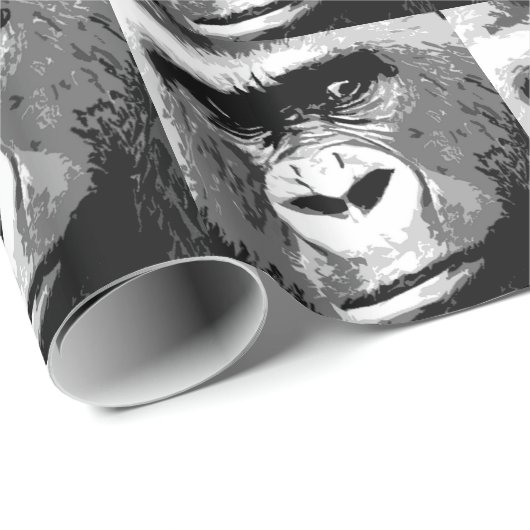 Pop Art Gorilla Kerst inpakpapier (Rol Hoek)