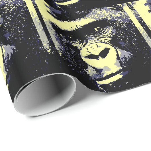 Pop Art Gorilla Kerst inpakpapier (Rol Hoek)