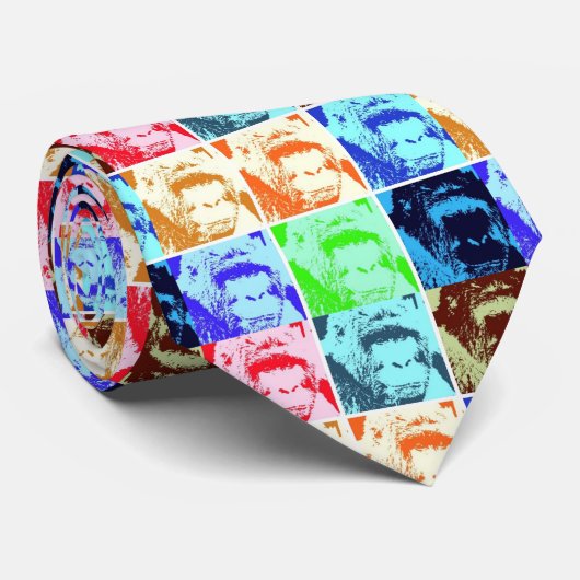 Pop Art Gorilla Modern Chic NEC Stropdas (Opgerold)