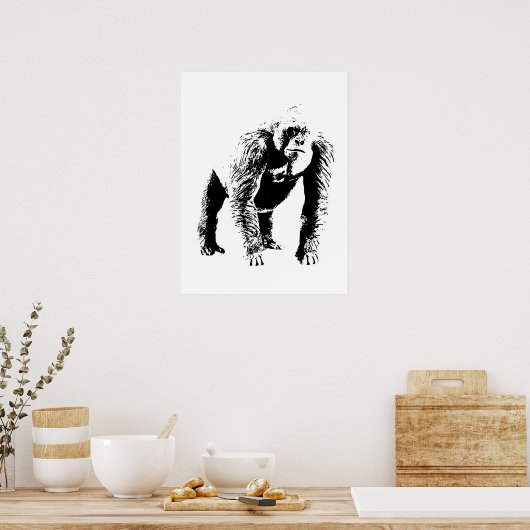 Pop Art Gorilla Poster Print (Keuken)