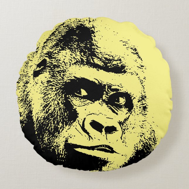 Pop Art Gorilla Rond Kussen (Voorkant)
