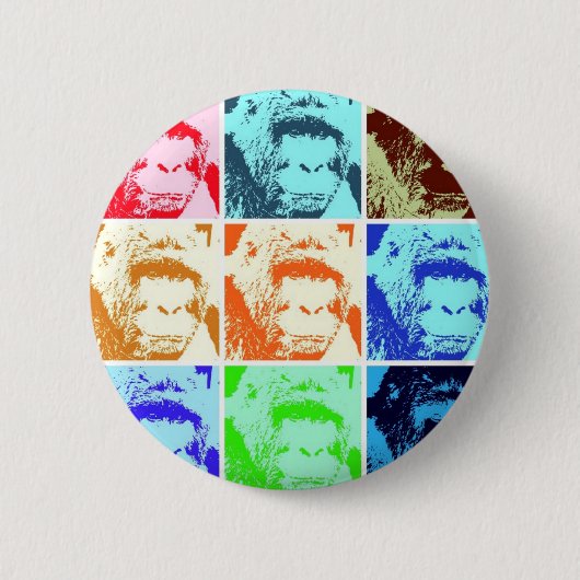 Pop Art Gorilla Ronde Button 5,7 Cm (Voorkant)
