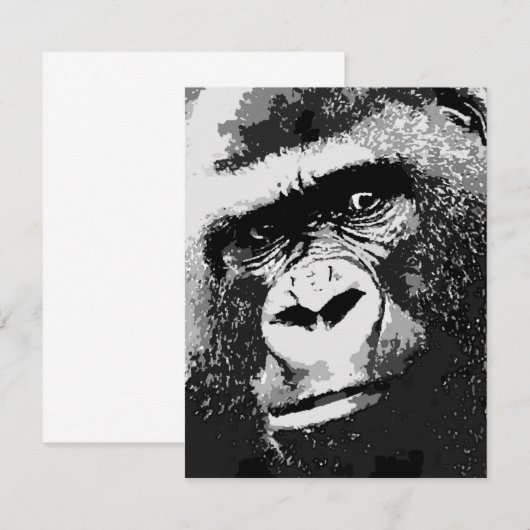 Pop Art Gorilla Uitnodigingen (Voorkant / Achterkant)
