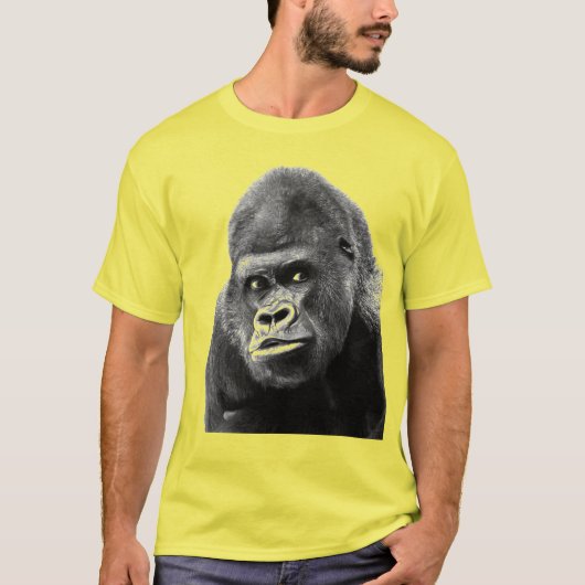 Pop Art Gorilla Yellow Grey T-shirt (Voorkant)