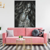 Pop Art Graffiti Girl Canvas Afdruk (Insitu (Woonkamer))