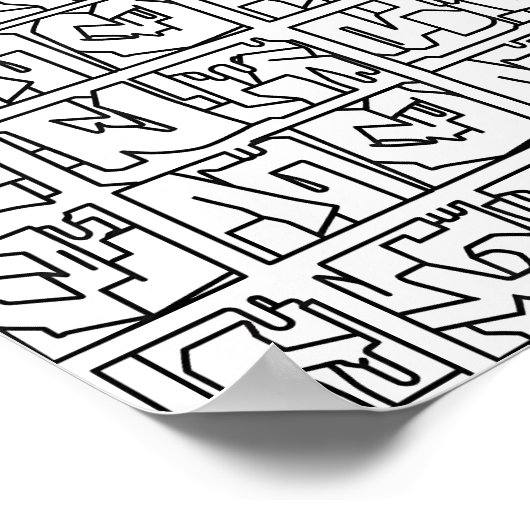 Pop Art Graffiti Grid Decoupage Template Line Art Poster (Hoek)