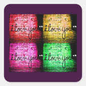 Pop Art Graffiti Love Wall Vierkante Sticker (Voorkant)
