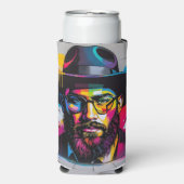 Pop art graffiti of a Jewish man Seltzer Blikjeskoeler (Seltzer Voorkant)