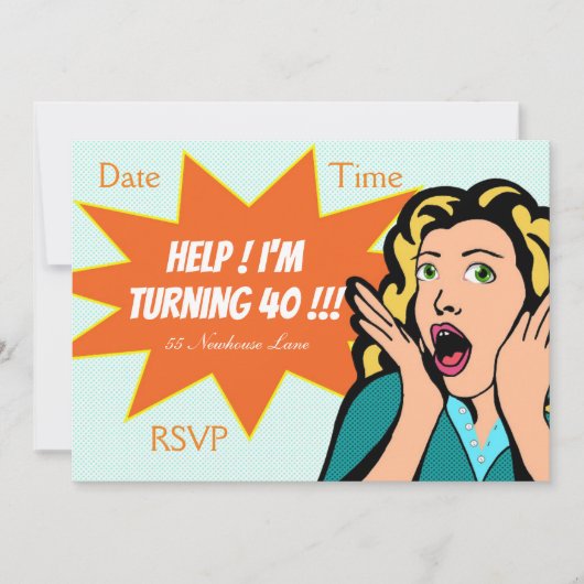 Pop Art grappig 40e verjaardag Kaart (Voorkant)