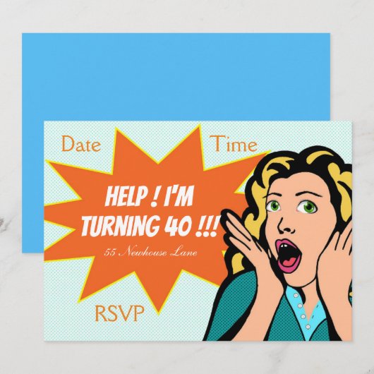 Pop Art grappig 40e verjaardag Kaart (Voorkant / Achterkant)