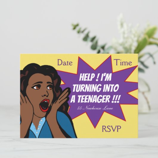 Pop Art grappig tienermeisje Kaart (Staand voorkant)