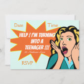 Pop Art grappig tienermeisje Kaart (Voorkant)