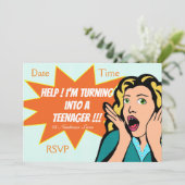 Pop Art grappig tienermeisje Kaart (Staand voorkant)