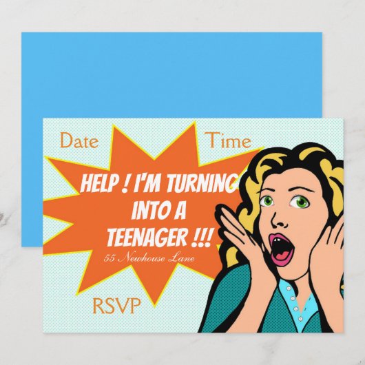 Pop Art grappig tienermeisje Kaart (Voorkant / Achterkant)