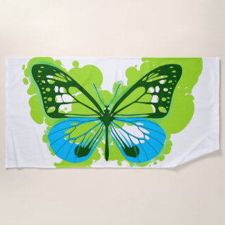 Pop Art Green Butterfly Beach Towel Strandlaken