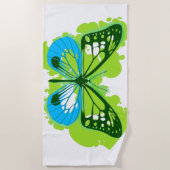 Pop Art Green Butterfly Beach Towel Strandlaken (Voorkant)