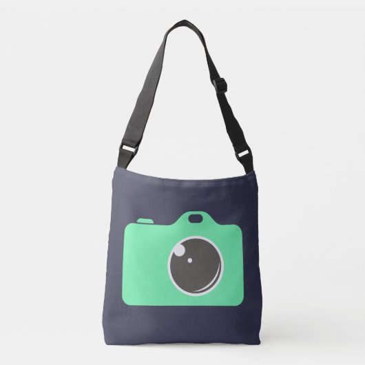 Pop Art Green Camera Blue Crossbody Tas (Voorkant)