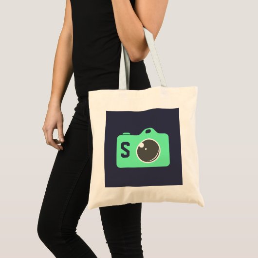 Pop Art Green Camera Blue Monogram Tote Bag (Voorkant (product))
