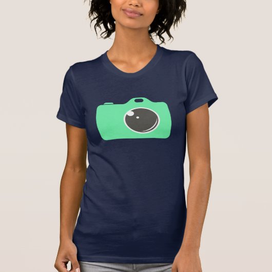 Pop Art Green Camera Blue T-shirt (Voorkant)