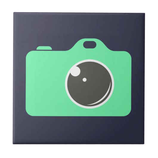 Pop Art Green Camera Blue Tegeltje (Voorkant)