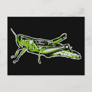 Pop Art Green Grasshopper Briefkaart
